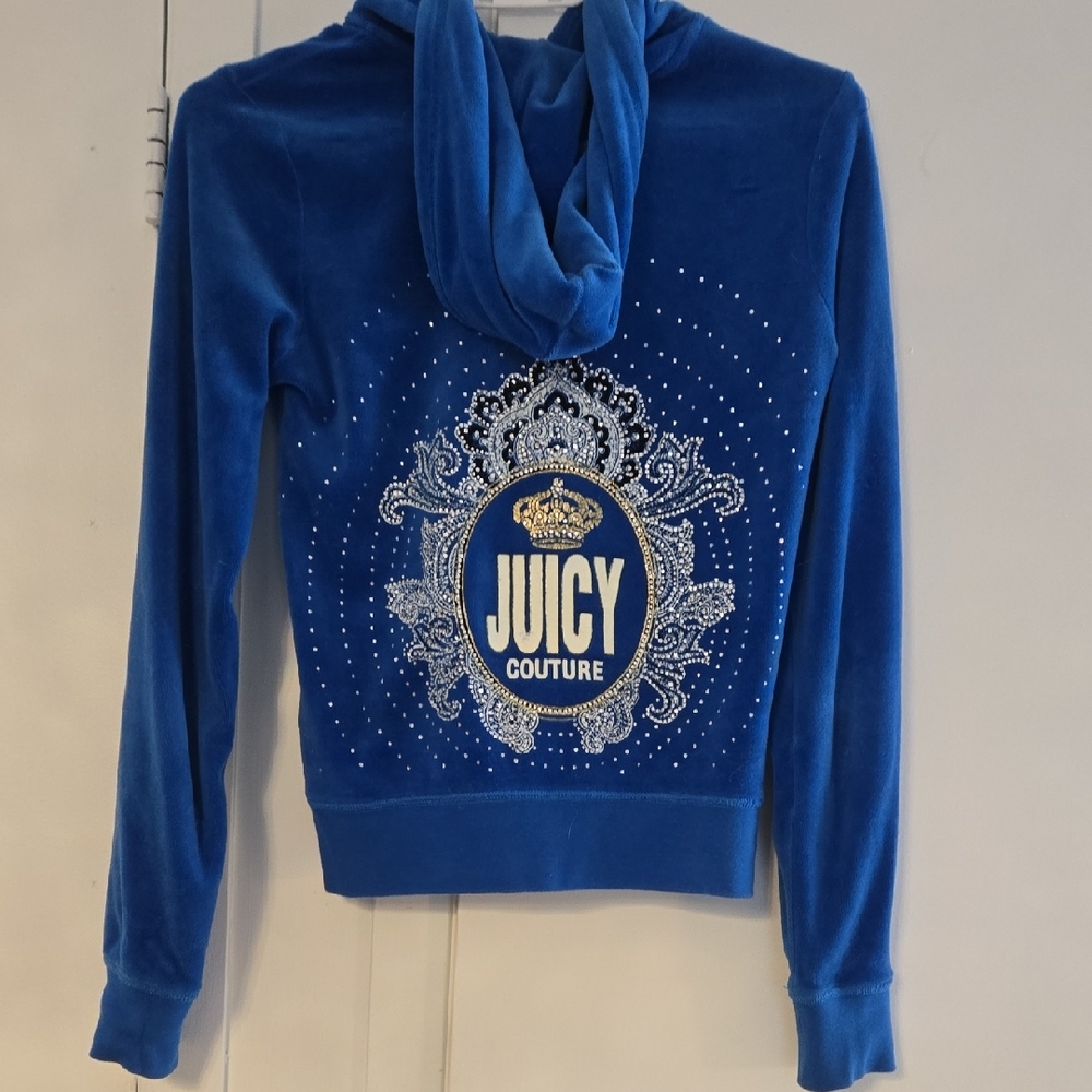 Juicy Couture Blue Hoodie with Embellished Logo